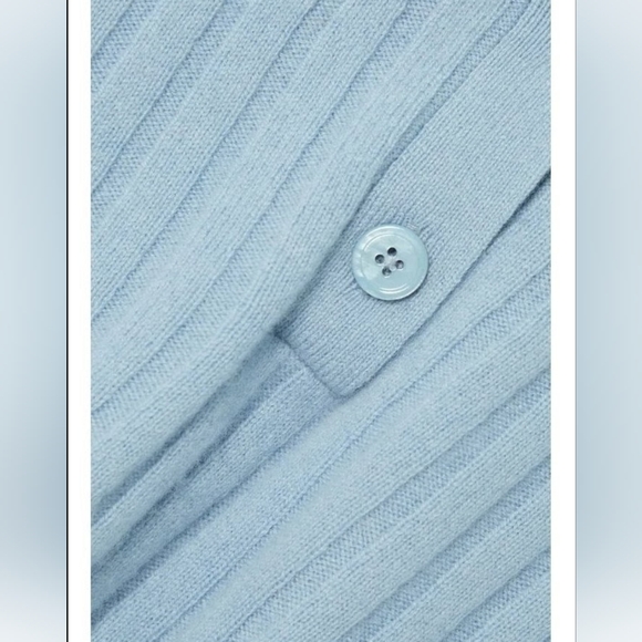 REFORMATION Clancey Cropped Recycled Cashmere Blue Knit Polo Top Small - Picture 7 of 13